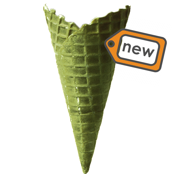 green waffle cone cut out with a new-tag