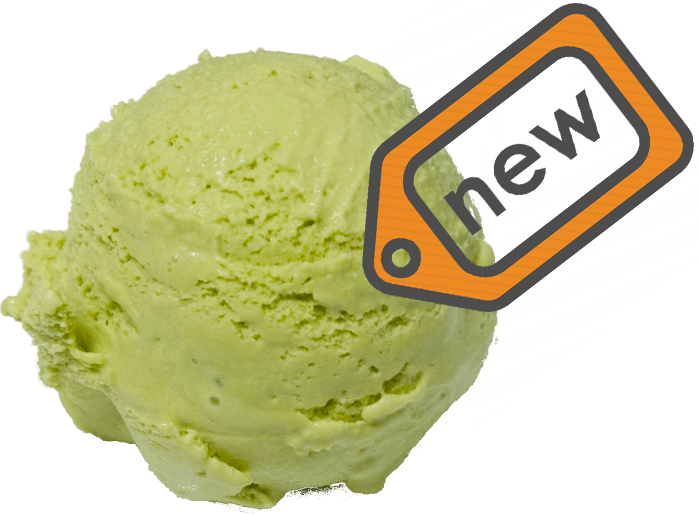 green matcha scoop with a new-tag